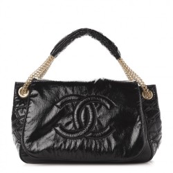 CHANELVinyl Rodeo Accordion Flap Bag Black