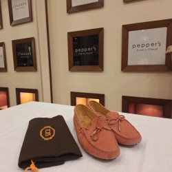 Tod's Gommino Driving Suede Penny Loafers in pink