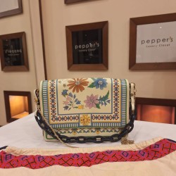 Tory Burch Kira Floral Double-Strap Shoulder Bag