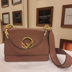 Fendi Kan I F logo shoulder bag in a mauve or dusty rose color