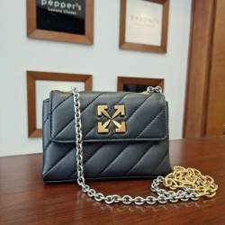 Off-White Jackhammer 17 leather shoulder bag in black.