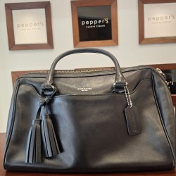 Coach Black Leather Satchel with Tassels