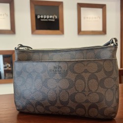 Coach signature stripe cross body bag