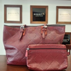 Longchamp leather tote with a matching zippered pouch litagetan leather shoulder bag