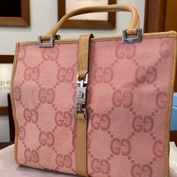 GUCCI  jackie gg canvas mini tote in a pink and beige color way