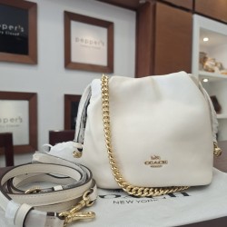 Coach white faye mini drawstring bag (New)