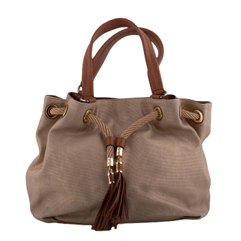 Beige Drawstring Shoulder Bag
