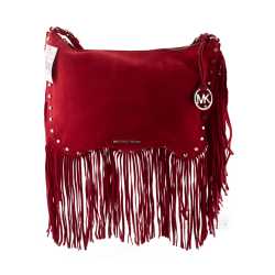 Red Suede Fringe Tote Shoulder Crossbody Bag